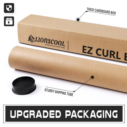 LIONSCOOL 28mm Grip EZ Curl Bar (Black)