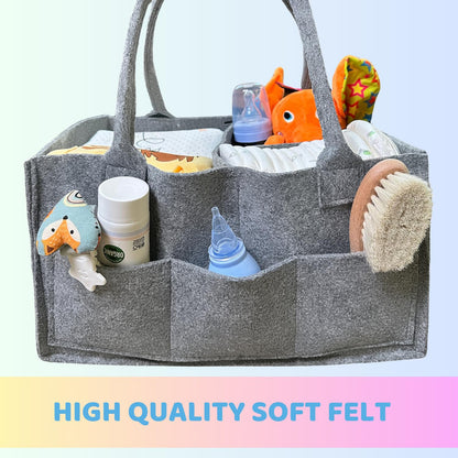 SAVUK Baby Diaper Caddy Organizer Portable Newborn Shower Basket Gifts Storage Changing Wipes Bag Car Nursery Infant Boy or Girl Baby (Grey)