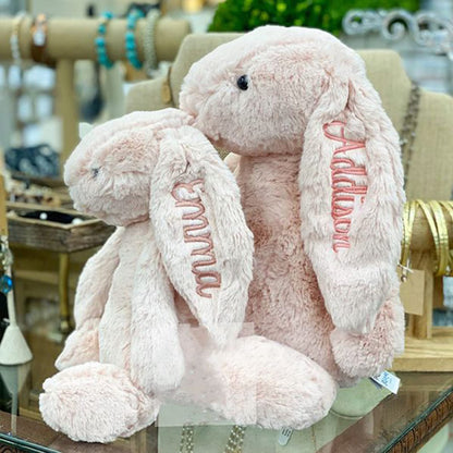Embroidered Plush Bunny With Child'S Name HandMade Custom Plush Toy Child'S First Easter Gift