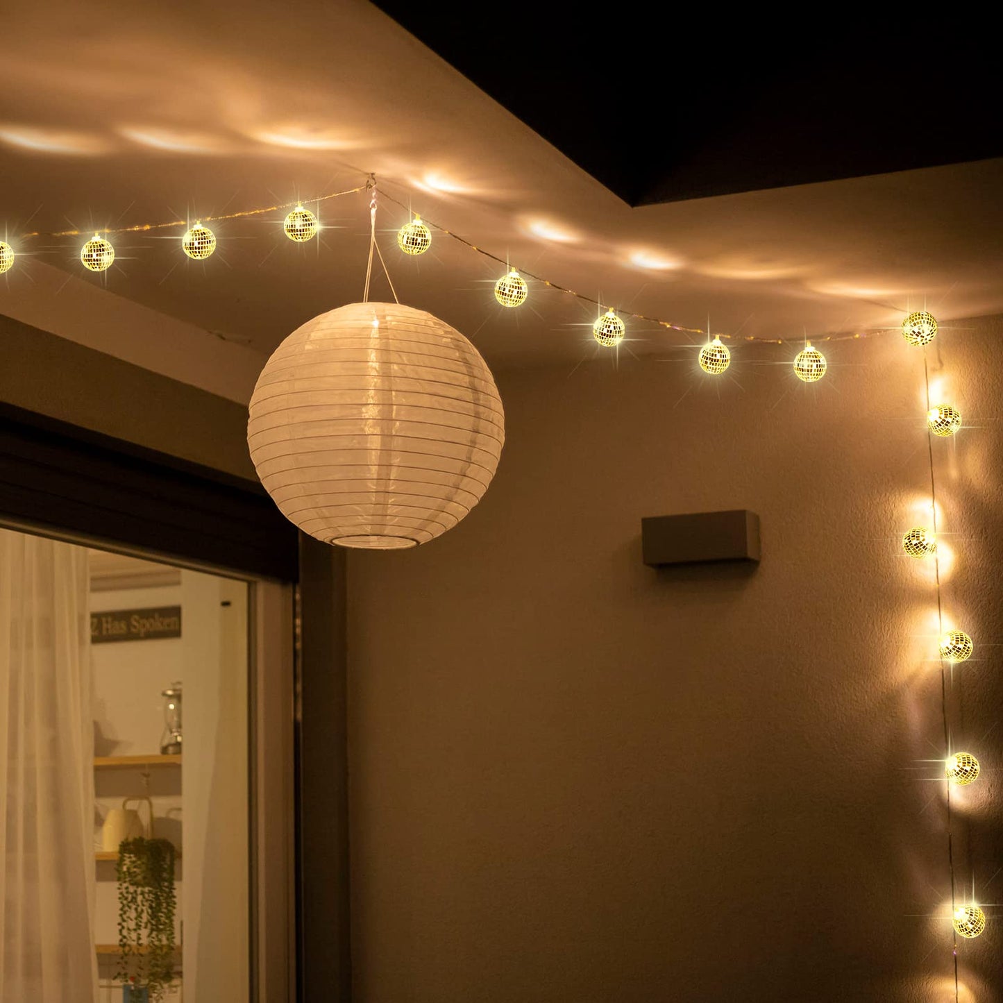 Nosiny 40 Disco Ball String Lights Mirror LED Party String Light Disco Party Decorations for Christmas Wall Tree Outdoor Patio Garden 9.84 Inch Per Piece
