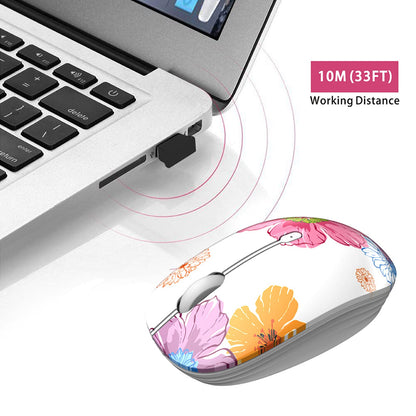 TENMOS M101 Wireless Mouse Cute Silent Computer Mice with USB Receiver, 2.4G Optical Wireless Travel Mouse 1600 DPI for Laptop, Notebook, PC, Computer (Butterfly)