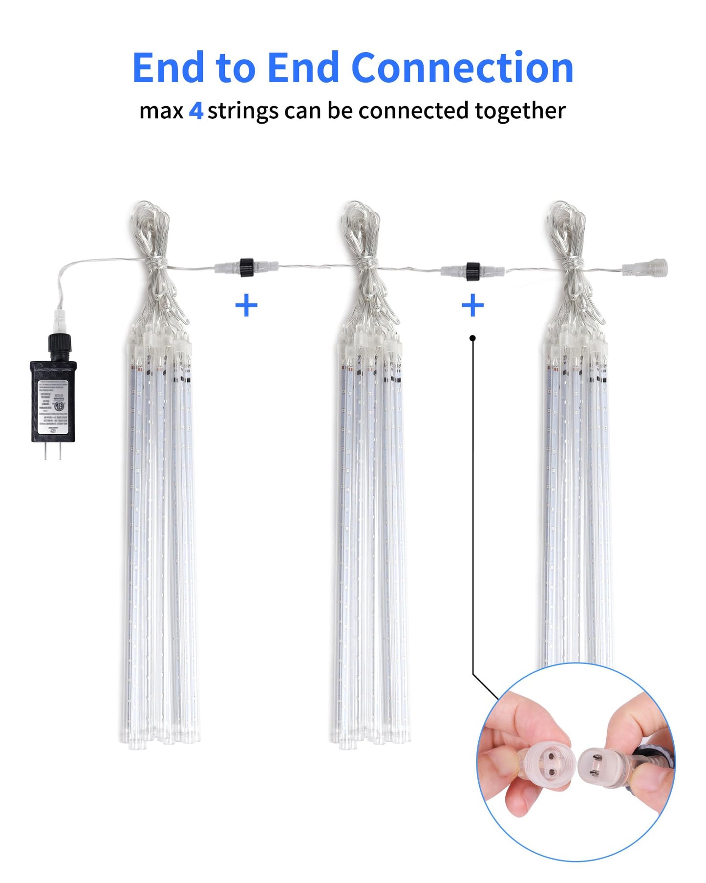 Blingstar Meteor Shower Lights Outdoor Christmas Lights, 16 Inch 10 Tubes 360 LEDs Falling Rain String Light with Timer, Waterproof Plug in Icicle Light for Tree Porch Roof Yard Xmas Decoration, Green