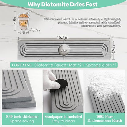 15.7 Inch Long Stone Faucet Mat