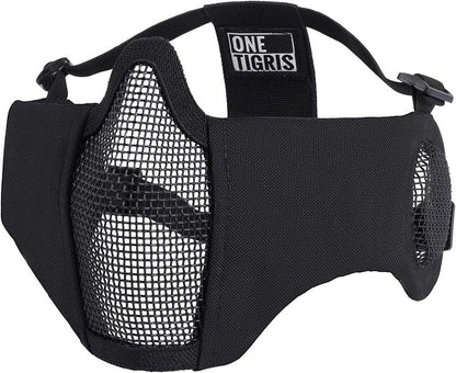 OneTigris Tactical Half Face Airsoft Mesh Mask - Foldable Design with Ear Protection | Military-Grade Comfort
