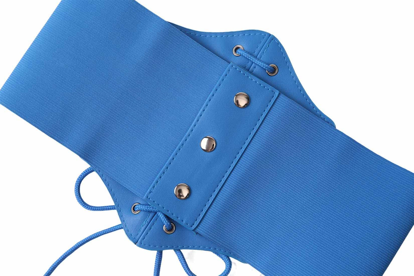 Hoerev Corsets Belt Tops Leather Vest Pirate Halloween Costume Lace Up Waist Belt Bustiers Corsets For Women, Blue, L
