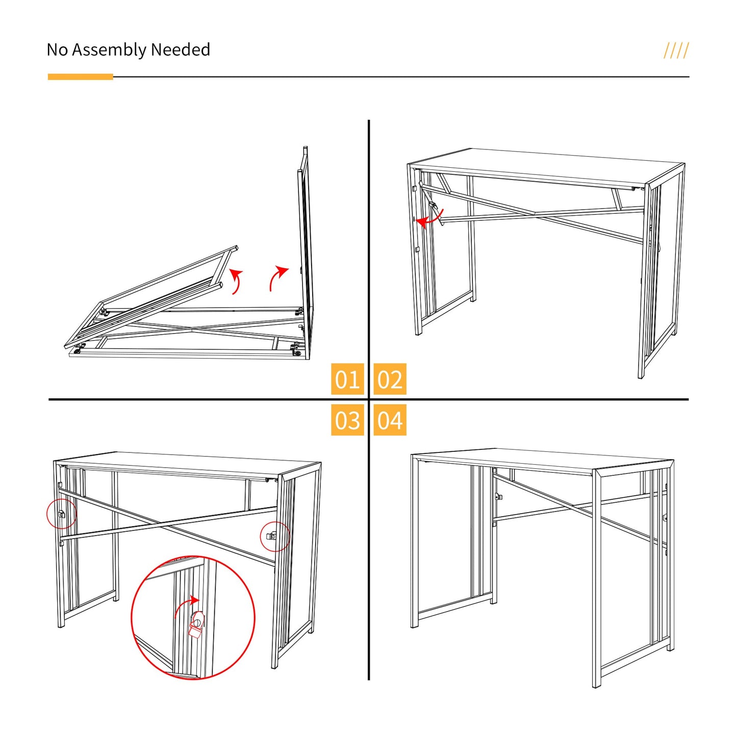 Lutown Teen Folding Computer Desk - 32 inch, Writing & Gaming, Small Space Office Desk, Black, No Assembly Required