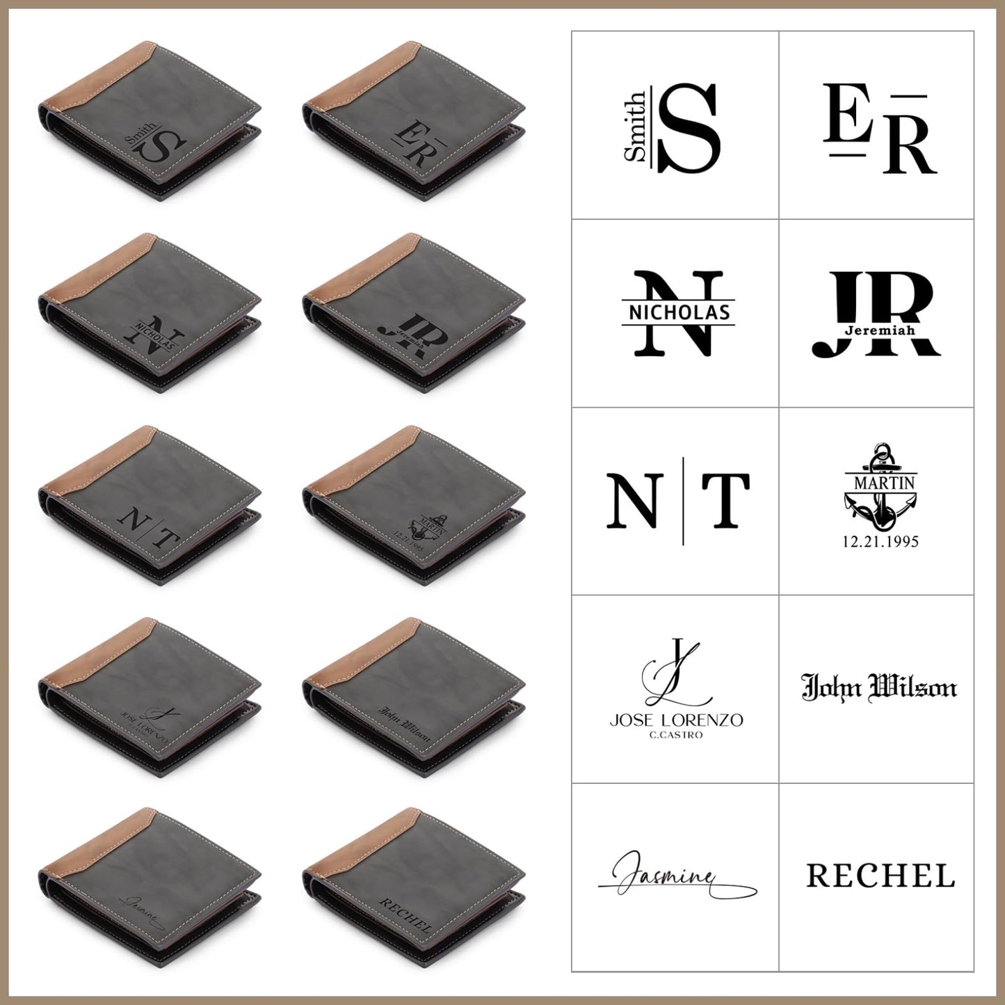 Lovejewelry Custom Wallets for Men, Personalized Leather Photo Wallet with Name Fathers Day Gift for Dad Boyfriend