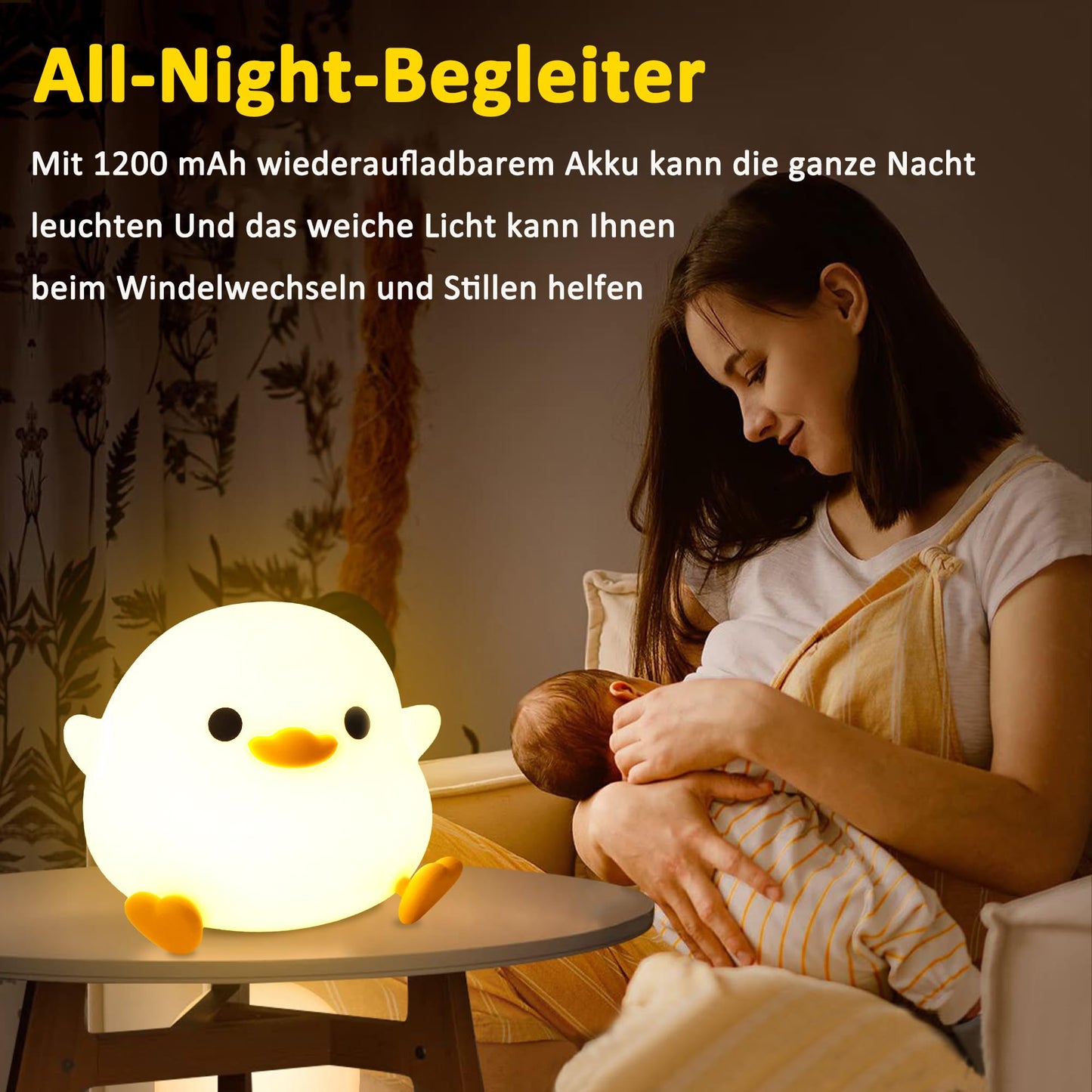 OkiyiD Duck Night Light, Cute Duck Gift for People, Dormitory Decorative Light, ABS+SIL, Touch Control, Portable Rechargeable Dimmable, Best Choice for Gift Giving (DoDo Duck)