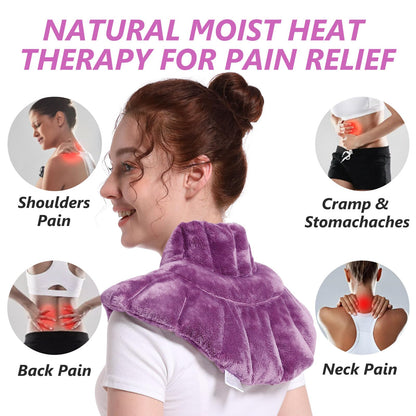 Heating pad Microwavable with Washable Cover 6 * 12" Microwave Moist Heat Pad for Neck Shoulder, Cramps, Back Pain Relief, Warm Compress Rice Bean Bag Hot Pack for Muscles, Joints, Lavender
