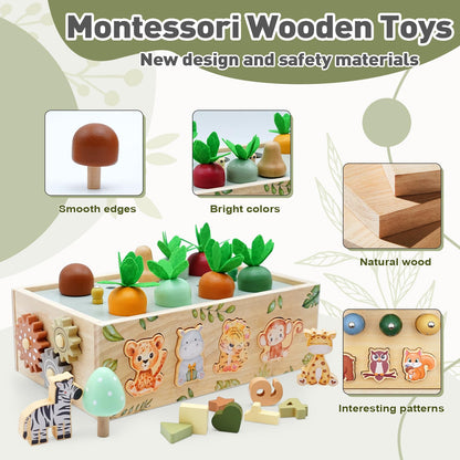 Montessori Toys for 1 Year Old - 4 Year Olds, Wooden Busy Activity ToddlerToy, Preschool Educational Toys, Birthday Gift for Boys Girls Aged 1 2 3 4 Year