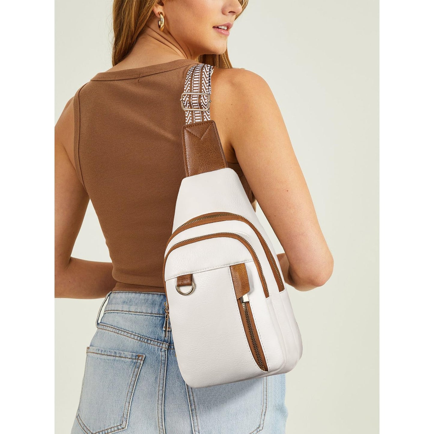 GAEKEAO Sling Bag for Women Vegan Leather Crossbody Bags Travel Fanny Packs Small Shoulder Purse Chest Bag Backpack Gifts