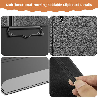 Nursing Clipboard Foldable-3 Layers Folding Nursing Clipboard with Nursing Edition Cheat Sheets, Trifold Nursing Clipboard for Nurses Doctors,Medical Clipboard Pocket Size,Nurse Clip Boards
