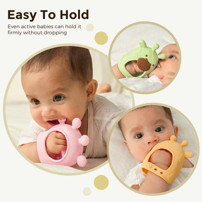 Momcozy Baby Teether Toys | Baby Teething Toys | Baby Teething Relief | Food Grade Silicone Teether Baby Toys | Baby Teether 0-6 Months | Teething Toy 6-12 Months | Baby Essential | Yellow