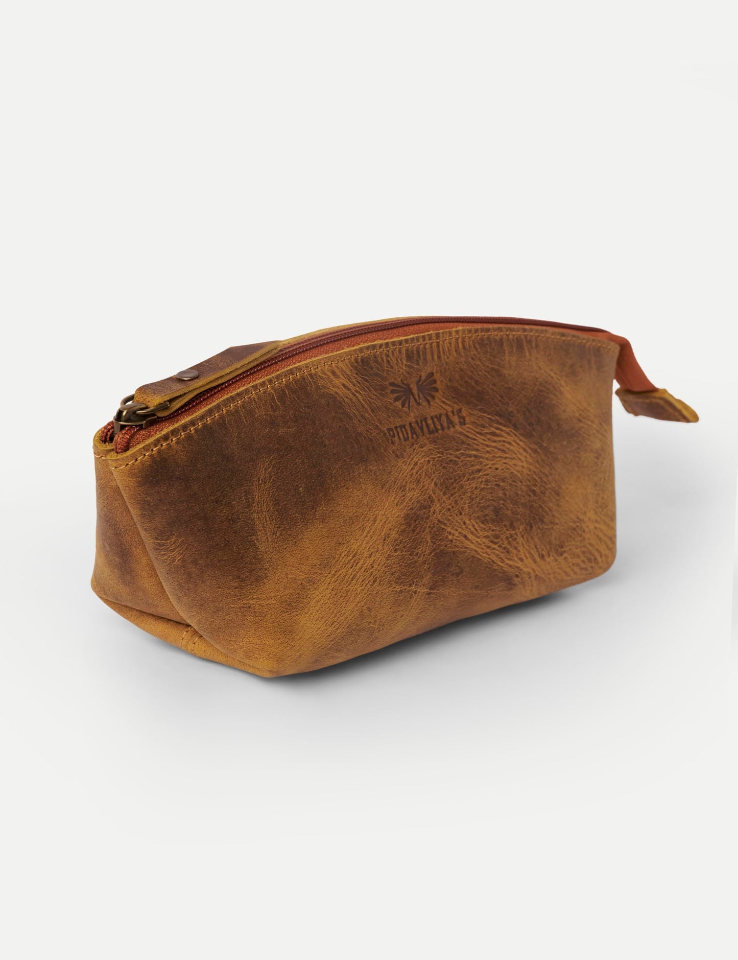 PIDAVLIYA'S Genuine Leather Versatile Gondola Style Handbag - Cosmetic, Toiletry, Makeup, Shaving Organizer Bag - Dopp Kits - Unisex (Antique Brown)