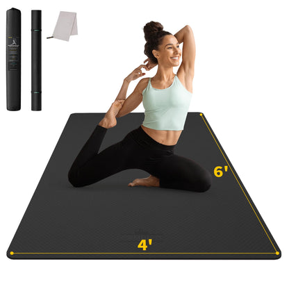 CAMBIVO Large Yoga Mat for Men and Women 1/3 & 1/4 Inch Thick, 72" x 48" Extra Wide Workout Mat, Exercise Fitness TPE Mat for Home Gym, Yoga, Pilates, Workout,Stretching,Meditation (Barefoot Exercise)