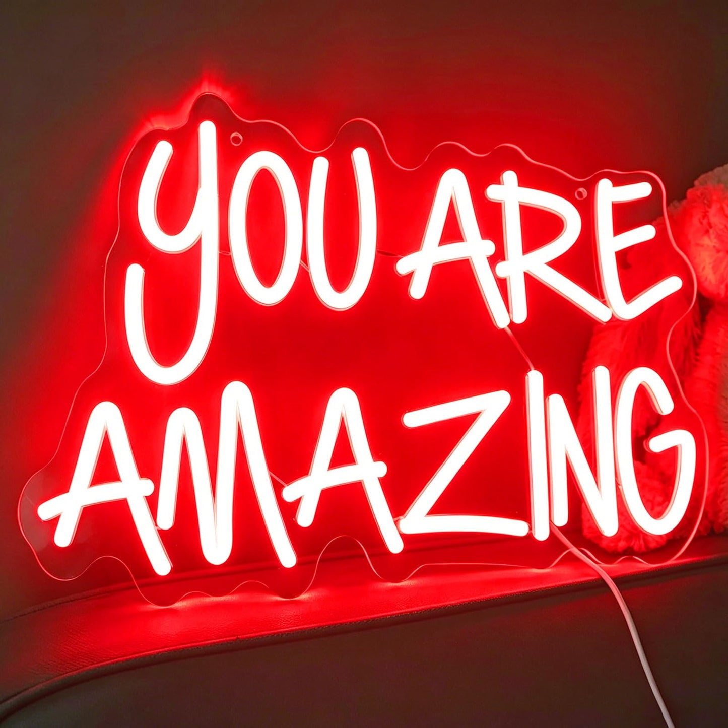 You Are Amazing Neon Sign, Dimmable LED Neon Signs for Wall Decor, USB Powered Neon Light Sign Wall Art for Bedroom Christmas Party Classroom, Postive Aesthetic Decoration 15.35 x 11.81"