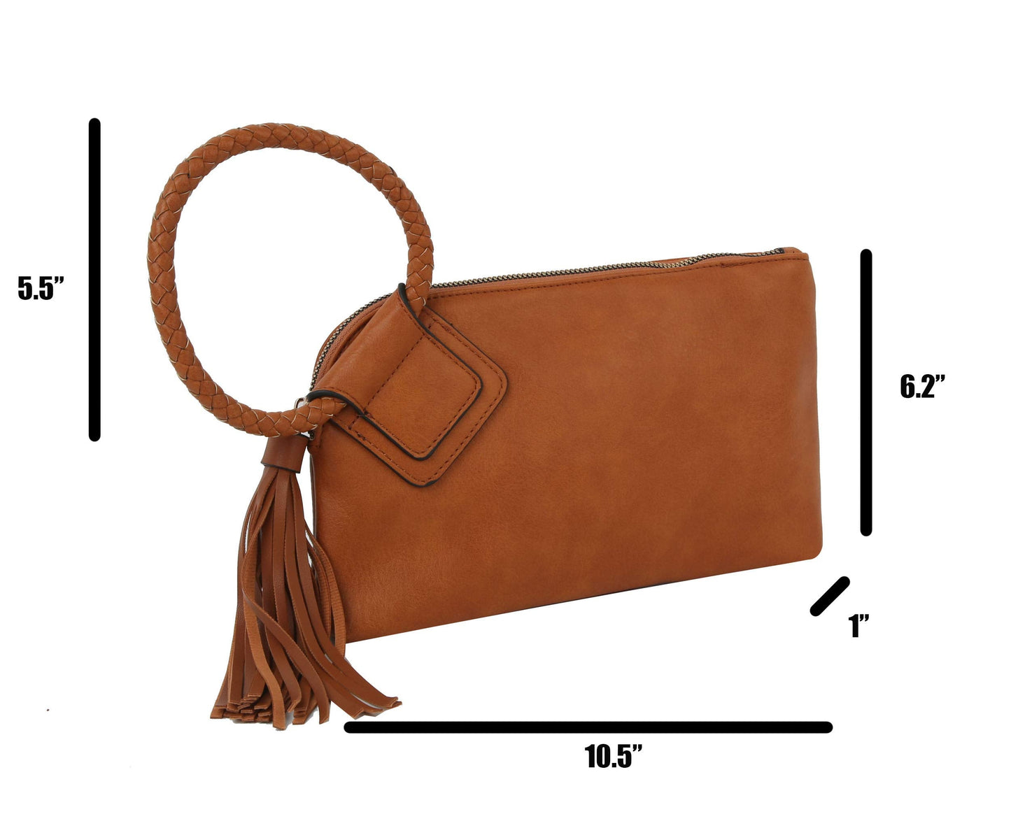 Womens Clutch Purse Wristlet Wallet Evening w/Hand Strap Casual Formal Vegan Leather - Metro Muse (Tan)