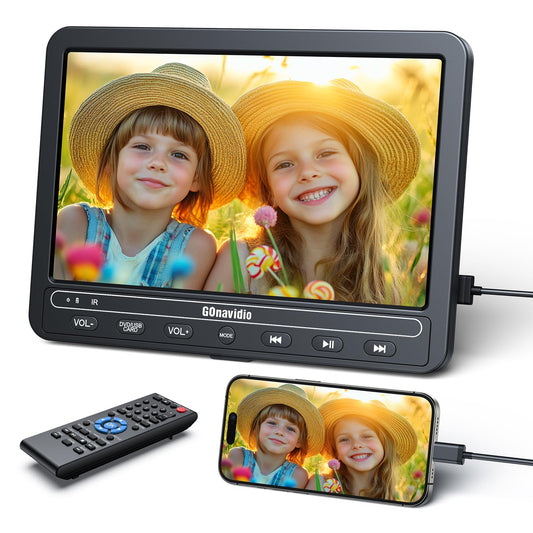 10.5 Inch DVD Player for Car with 5-Hour Battery, Headphones, Headrest DVD Player Support HDMI Input, Sync Phone/TV, 1080P Videos, USB SD, Last Memory, Region Free