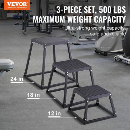 VEVOR Plyometric Jump Box - Steel Fitness Platform for Home Gym Training | Black