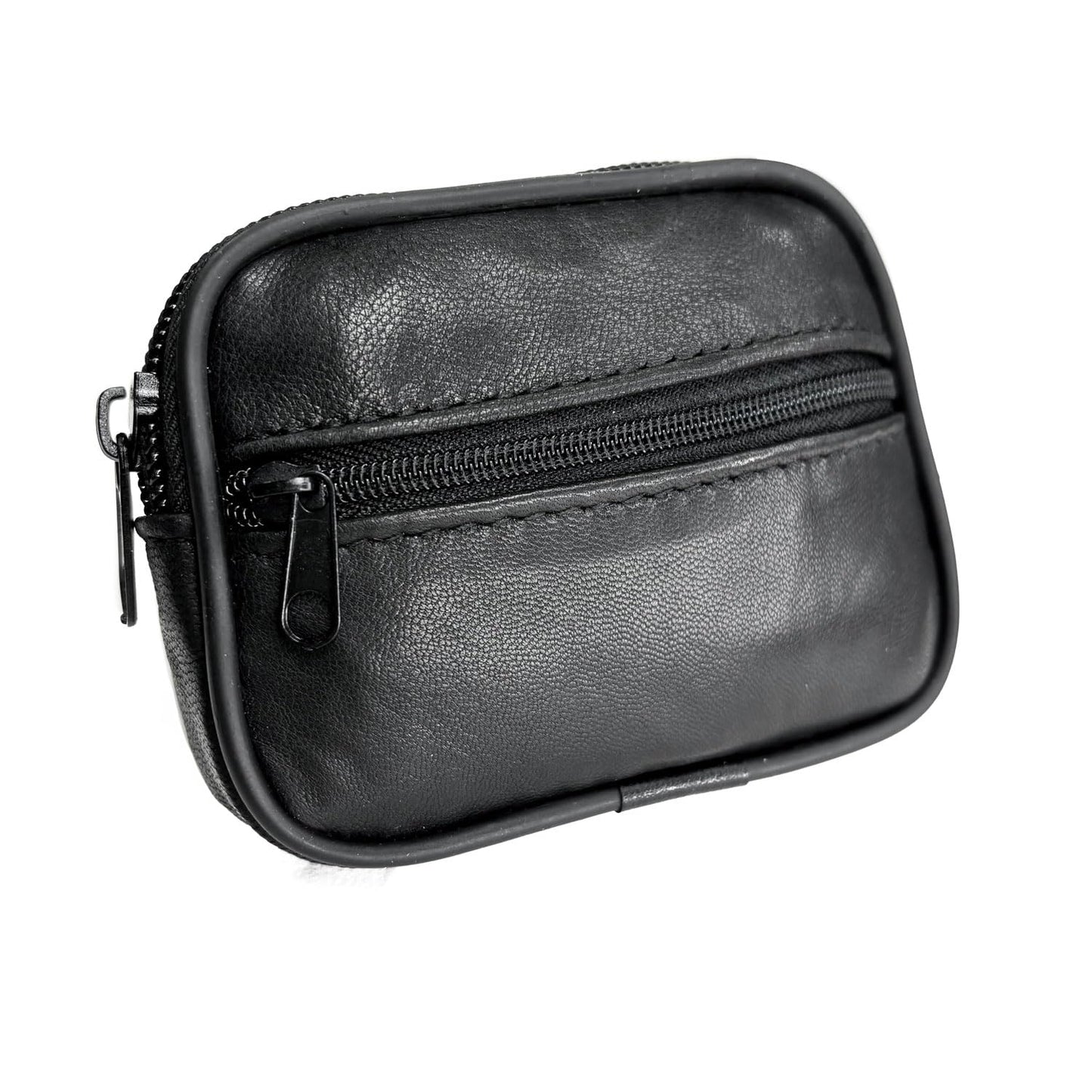 Leather Coin Purse Belt Zipper Pouches for Men Women Purse with Belt Loop Mini Coin Purse Change Holder Zippered Purse (4Inchx3Inchx1.4Inch)