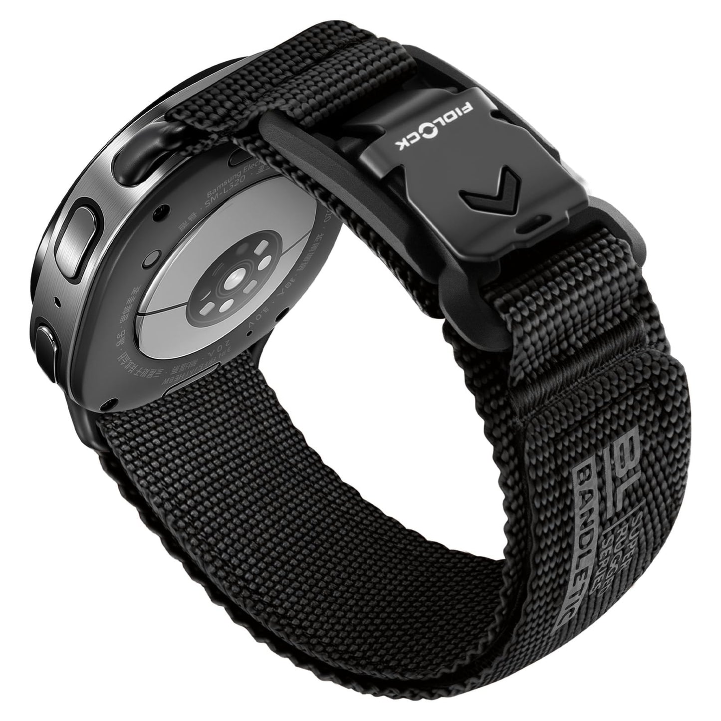 Stretchy Nylon Band Compatible with Samsung Galaxy Watch 8 Bands 40mm 44mm/ Watch 8 Classic 46mm, No Gap Wristband Sport Strap for Galaxy Watch 8 2025 Men with Magnetic Fidlock V-Buckle, Black L
