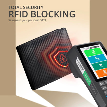 RFID Blocking Bifold Wallet | Genuine Leather | 1 ID | Multiple Credit Cards Slot | Minimalist Black Wallet For Men