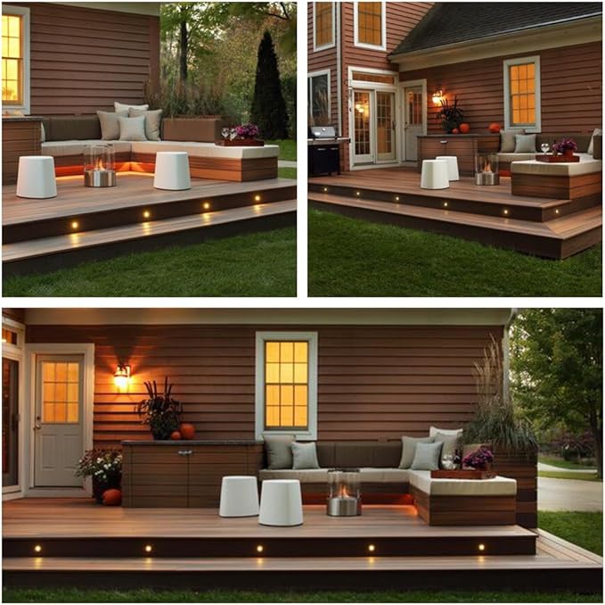 FVTLED Low Voltage Recessed RGBW Deck Light, 30pcs Φ1.22 RGB & Warm White Stainless Steel Waterproof Outdoor Step Lighting In-ground Landscape Pathway Patio Stair Decor Lamp, Black
