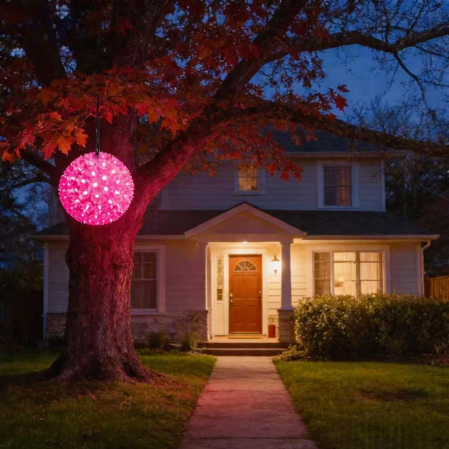 JinBest 7.5in Pink LED Sphere Light, 100 LED, UL Outdoor Wedding Christmas