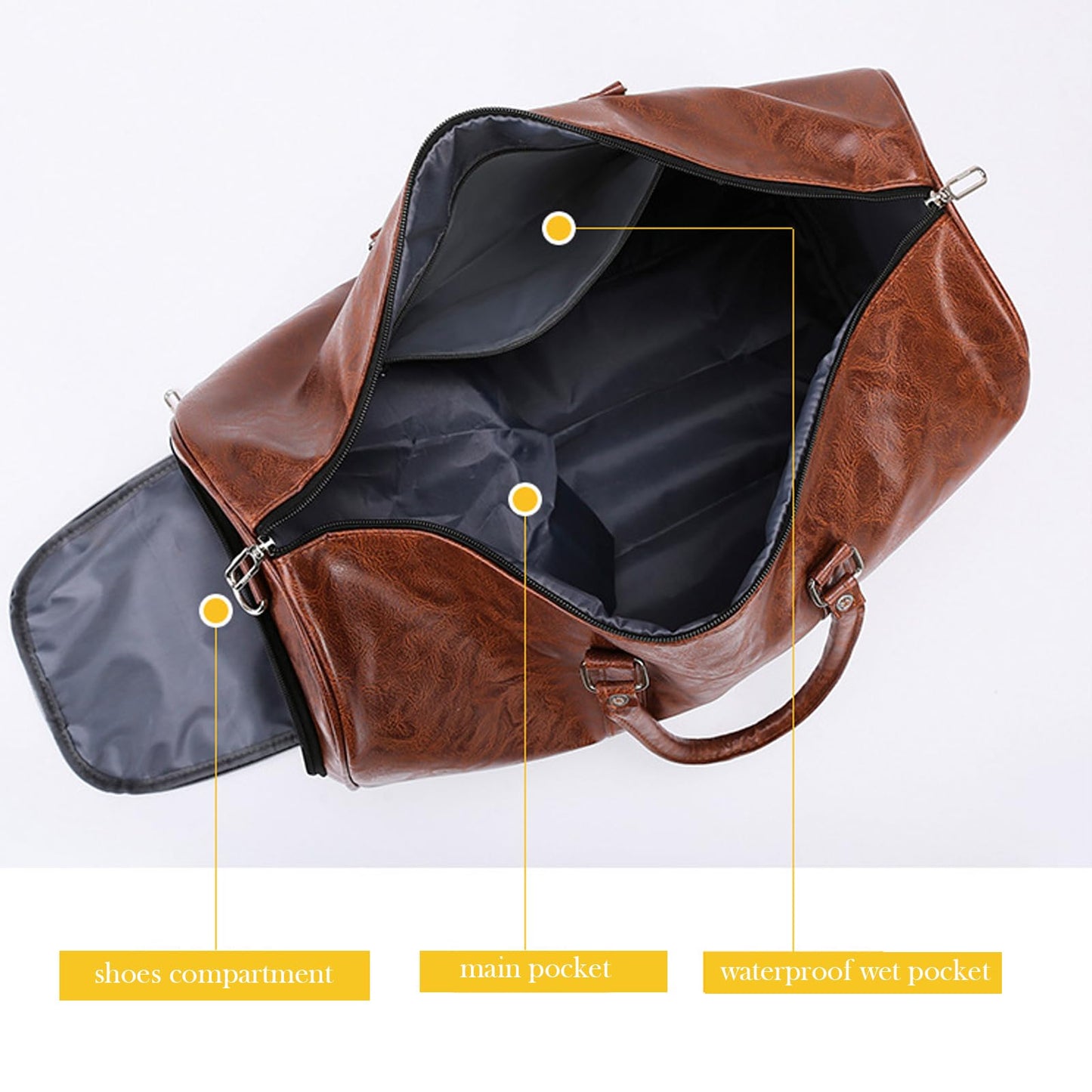 PU Leather Duffle Bag for Travel Duffel Bag, Gym Bag Overnight Bags Weekender Bag for Men (deep brown)