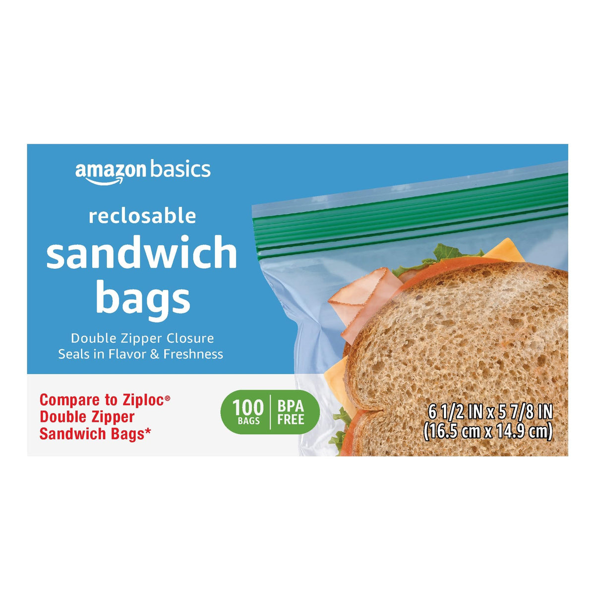Amazon Basics Sandwich Storage Bags, 300 Count (Previously Solimo)
