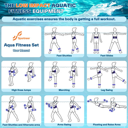 Sportneer Aqua Belt Water Aerobics Equipment: Swimming Belt Pool Exercise Equipment for Adults Aqua Float Belts with Adjustable Foam Blocks for Aquatic Fitness Training Low-Impact Workout Purple
