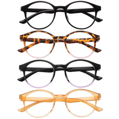 Przene 4 Pack Blue Light Blocking Glasses for Women Men,Retro Round Computer Gaming Glasses Anti Eye Strain/UV/Glare (Standard, Mixed Color-C2)