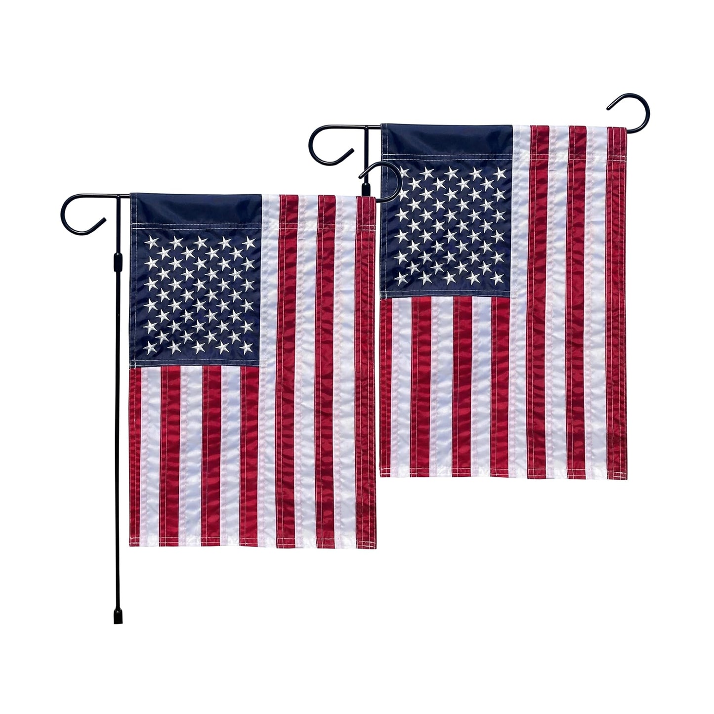 2 Pack American Flag Garden Flag 12x18 - Double Sided and Embroidered Stars Patriotic Yard Decor | Durable All-Weather Porch Flag for 4th of July, Memorial Day, Veterans Day & Everyday Outdoor/Indoor Use (2 Pack American Flag 12x18)