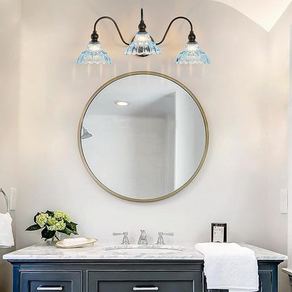 Vintage Bathroom Vanity Lights 3-Light Bedroom Vanity Lighting Fixtures Blue Wall Sconces for Mirror Pictures Hallway Dining Room Kitchen