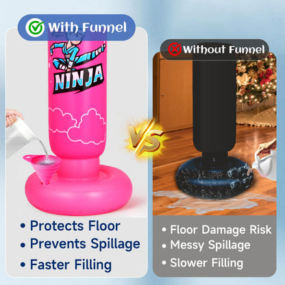 Onirii Kids Punching Bag Toy with Boxing Gloves,66 Inch Larger Stable Updated 4-in-1 Ninja Kids Inflatable Boxing Bag Set,Gifts for Boys & Girls Age 5-12 for Taekwondo,MMA and Practicing Karate