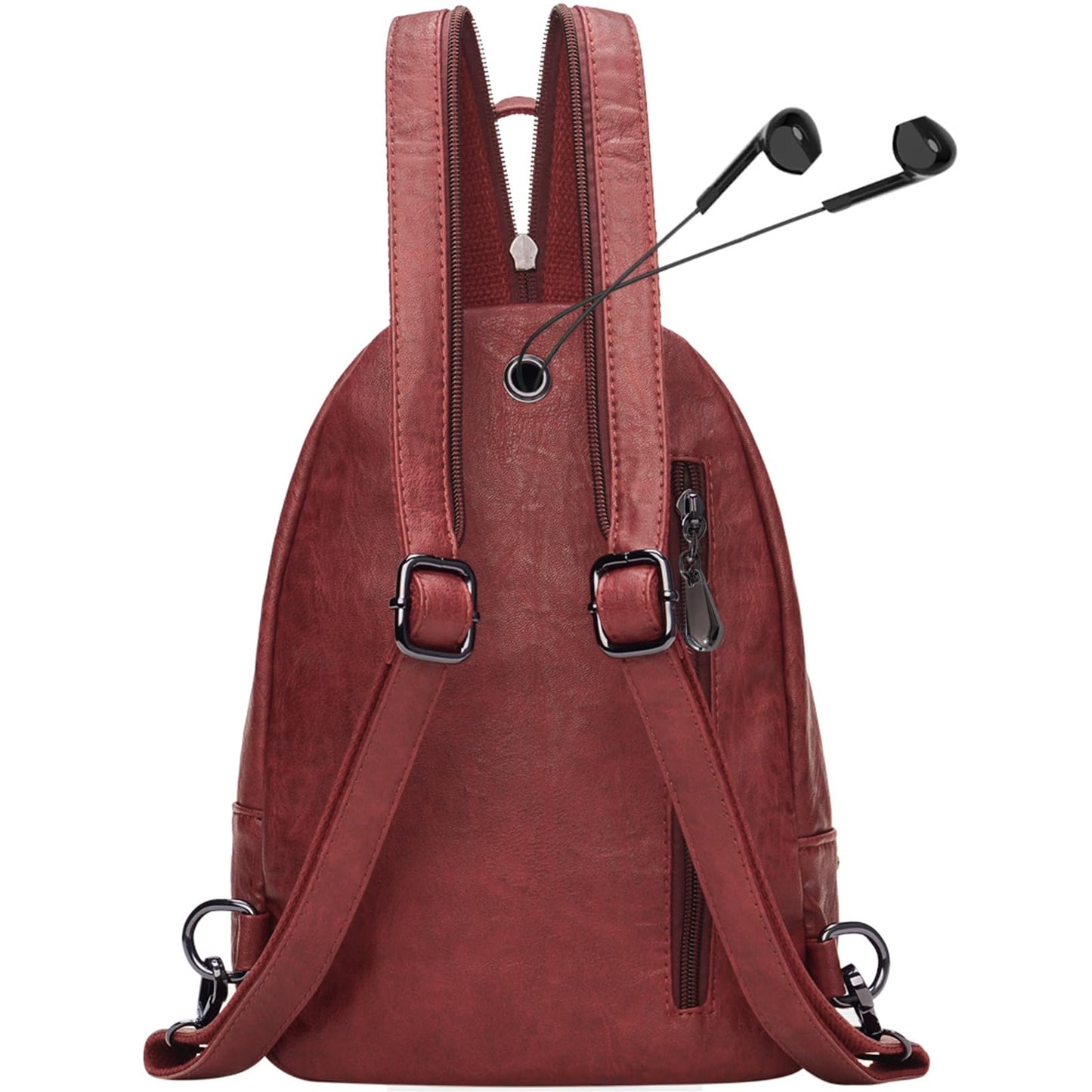 FANCELINE Small Backpack Purse for Women Fashion PU Leather Backpack Convertible Ladies Sling Bag Red Wine