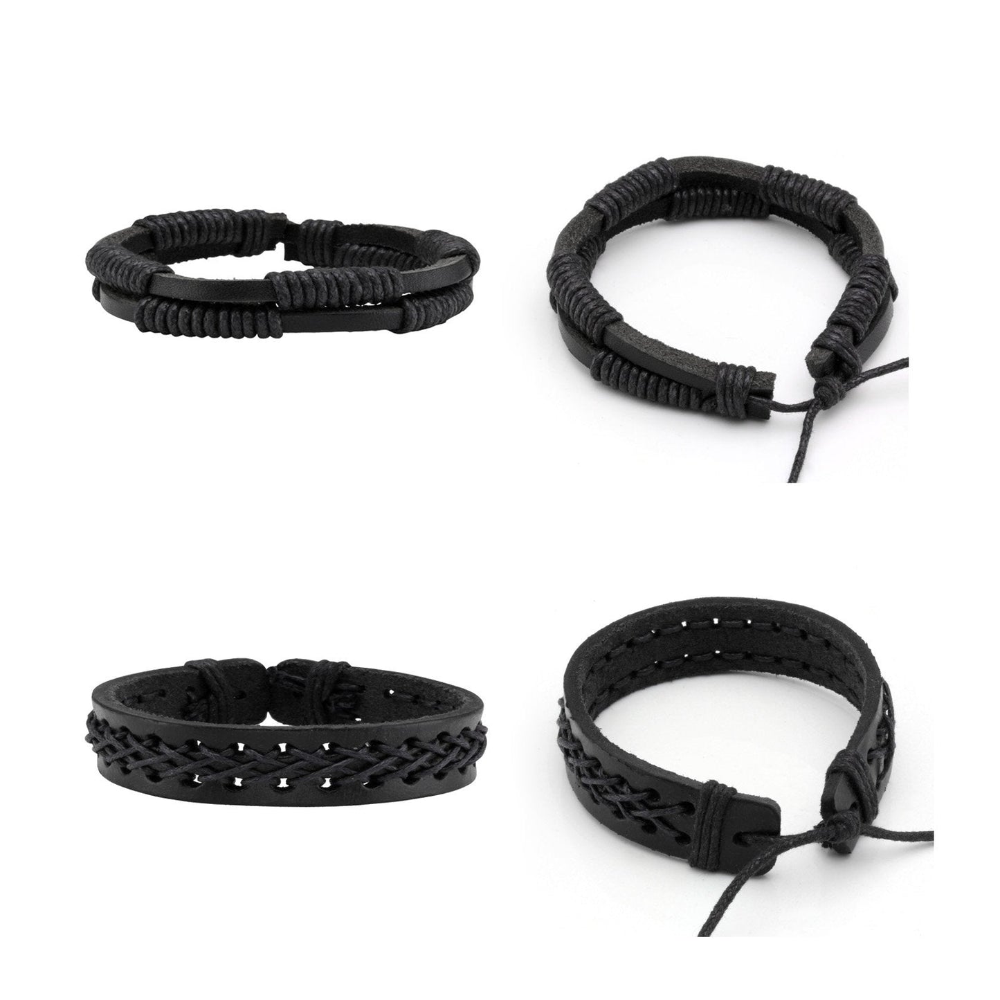MILAKOO 10 Pcs Braided Leather Bracelet for Men Women Wooden Beaded Bracelets Wrap Adjustable