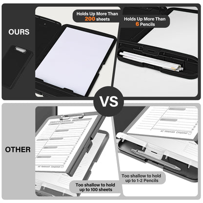 YEAHVIY Clipboard with Storage, High Capacity Clip Boards 8.5x11, Heavy Duty Plastic Nursing Clipboard Folder with Pen Holder and Low Profile Clip for School & Office