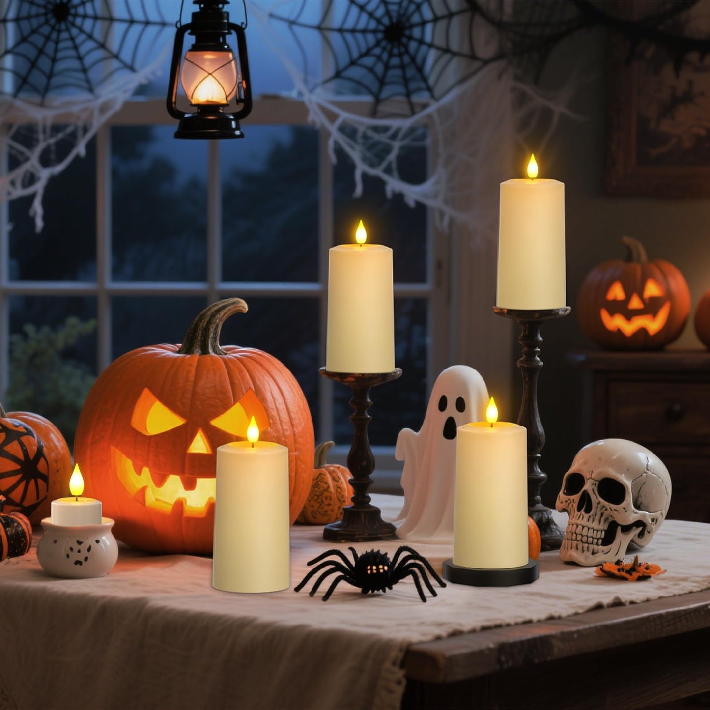 SoulBay USB Rechargeable Flameless Candles, 4-Pack LED Pillar Candles with Remote and Timer, Fake Electric Candles for Indoor Home Decor, Lanterns, Christmas & Parties (Magic Blow-Out Feature)