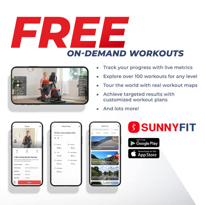 Sunny Health & Fitness Elliptical Recumbent Cardio Bike, Cross Trainer Cycle for Indoor Arm/Leg Home Exercise, Dual Stationary Handlebars Plus Easy Access Seat for Adults & Seniors w/App Connection