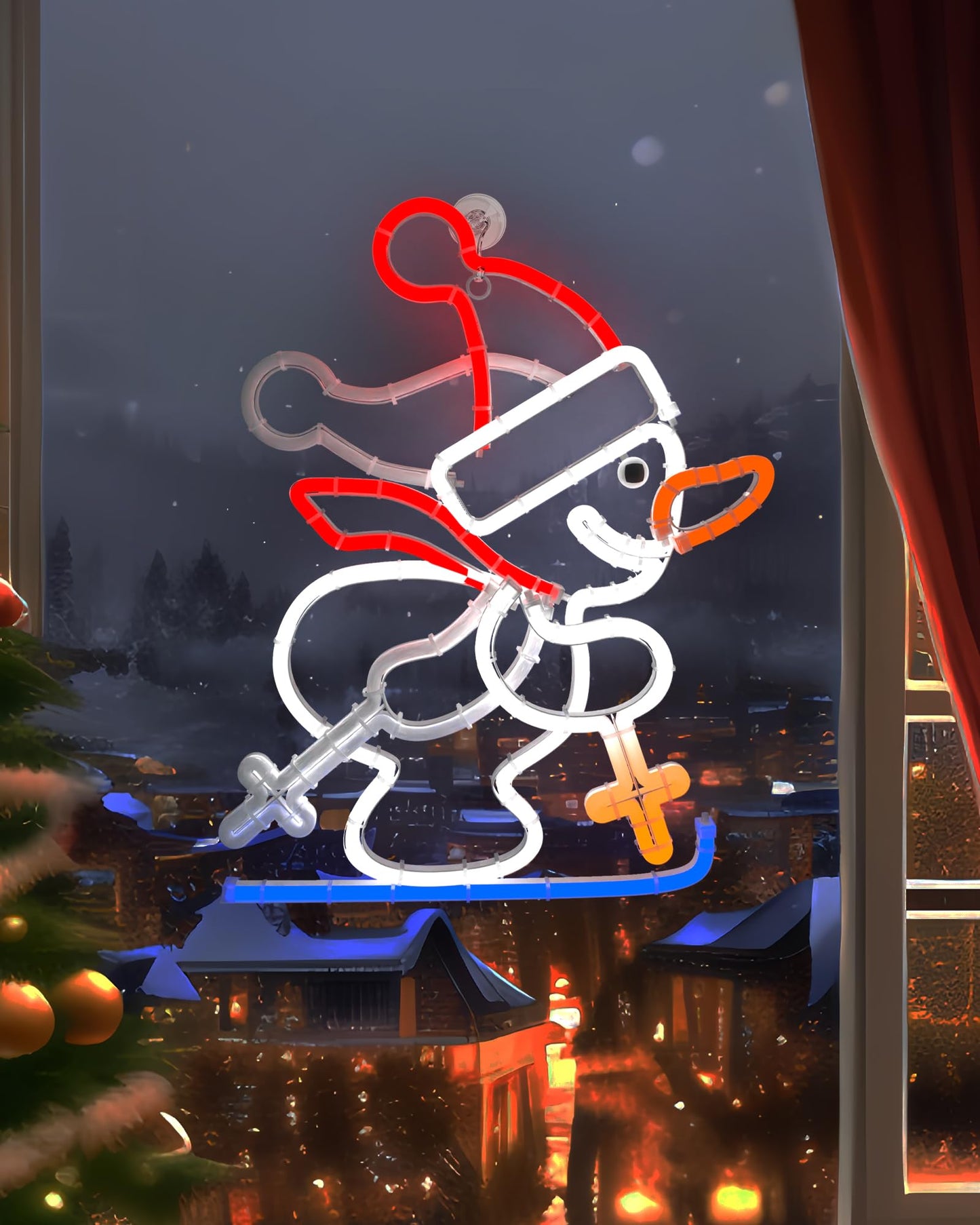 Christmas Snowman Neon Sign, Skiing Snowman LED Neon Light for Home Decor, 8H Timer & Speed Adjust, Festive Xmas Decorations Wall Art, Holiday Party Bedroom Living Room Cafe Bar