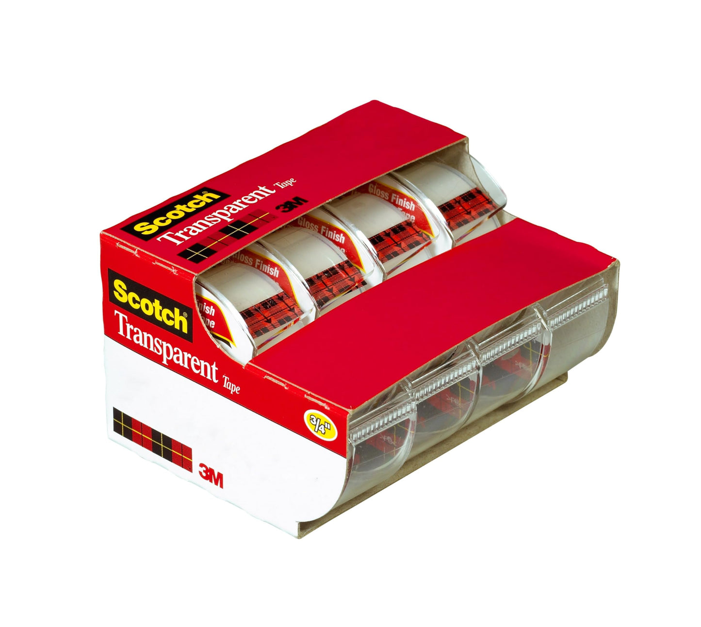 Scotch Transparent Tape, Versatile, Clear Tape Engineered for Office and Home Use, 3/4 x 850 Inches, 4 Dispensered Rolls