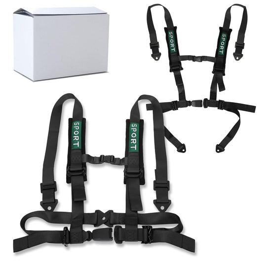 BESTZHEYU 2 PCS 4 Point Harness with 2 Inch Comfortable Heavy Duty Shoulder Padding with Quick Auto buckle for UTV ATV Sports Car, Racing Car, Car Black Racing Harness