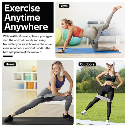 WALITO Resistance Bands for Working Out, Fabric Exercise Bands for Legs and Butt, Workout Bands for Women and Men, Booty Band for Yoga Starter Set, Pilates, Rehab, Fitness and Home Workout