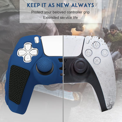 SIKEMAY Anti-Slip PS5 Controller Skin, Soft Thicken Non-Slip Studded Silicone Gel Grip Protective Cover Case for PlayStation 5 Controller Grip, 2 Pack with 8 x Thumb Grip Caps