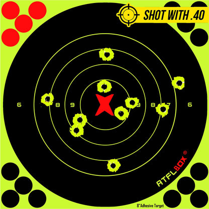 ATFLBOX 8 Inch Splatter Adhesive Bullseye Fluorescent Yellow Shooting Target Stickers, Shooting Outdoor and Indoor Ranges, Rective for Handguns, Rifle, Pistol, Pellet Guns, Airsoft, BB Guns (50 Pack)
