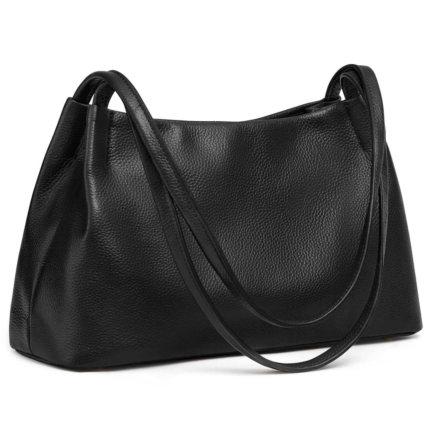 Kattee Leather Purses and Handbags for Women, Soft Genuine Leather Shoulder Hobo Bags with Top Magnetic Snap Closure, Black