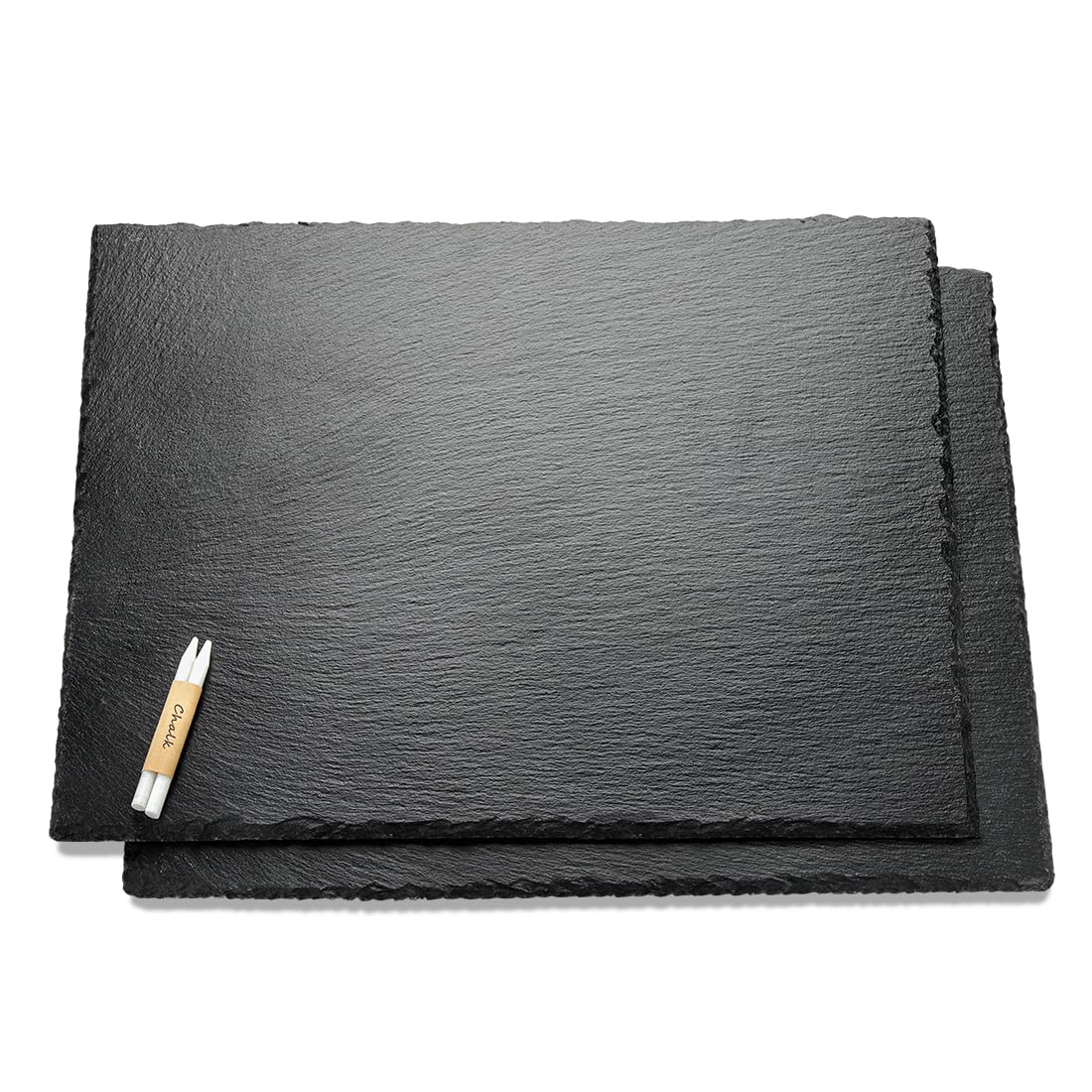 WLWNWFT 2 Pcs 16x12in Large Slate Cheese Boards Slate Board, Cheese Tray Serving Tray Serving Stone Tray Platter Pacemat with 2 Chalks Christmas