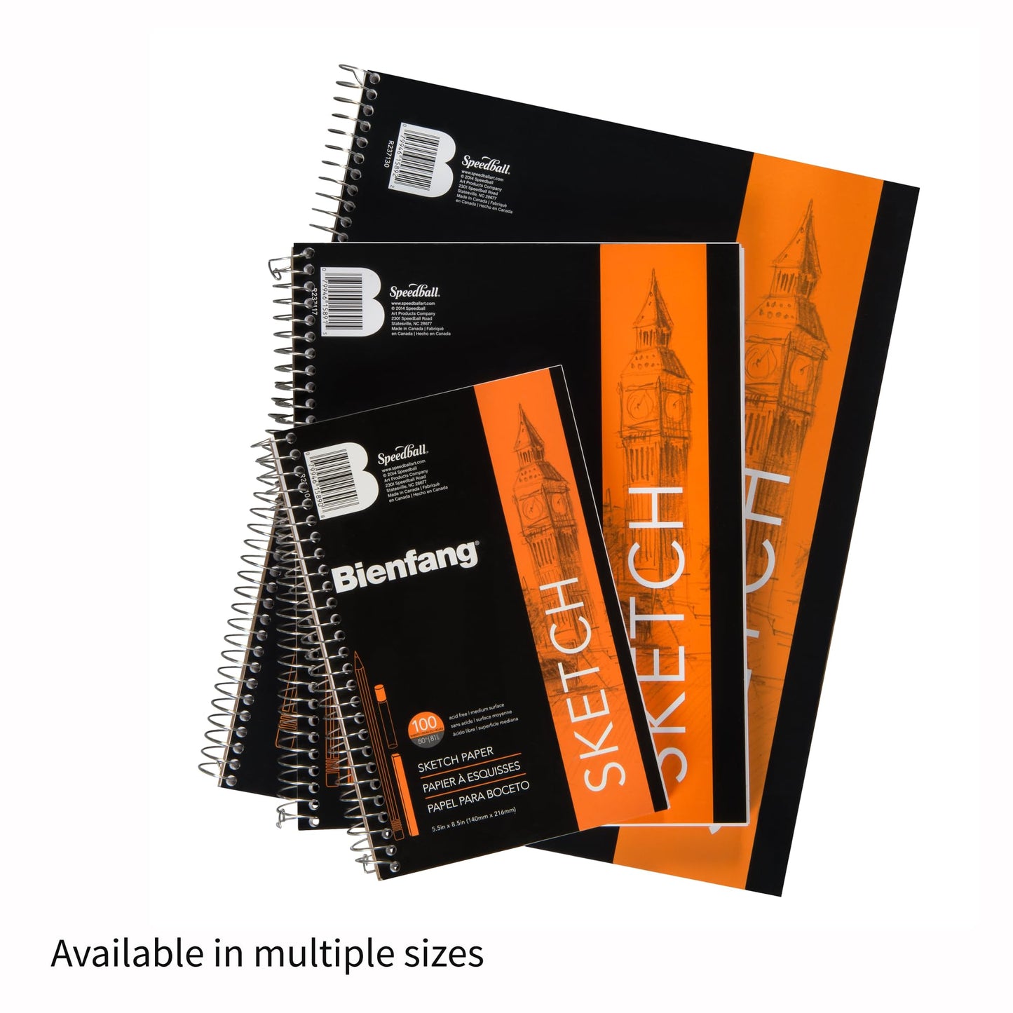Bienfang Sketch Pad 11x14 Inch, 100 Sheets of 60lb 90gsm Art Paper, Spiral Bound Sketch Book Drawing Notebook