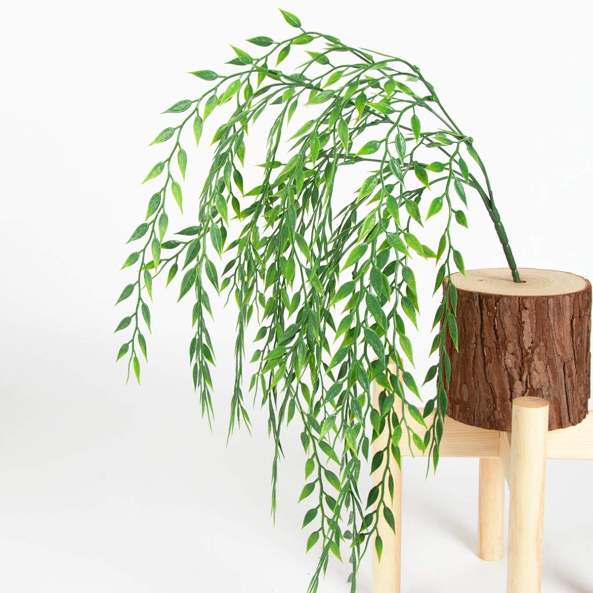 PASYOU Artificial Willow, Plastic Plants Greenery Leaves Fake Hanging Vine Faux Ivy for Home Indoor Outdoor Garden Door Wall DIY Basket Planter Filler Wedding Party Decoration UV Resistant - 4 Pack